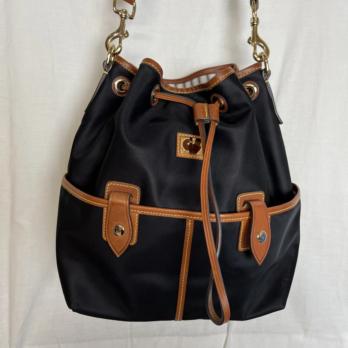 Dooney and bourke black bucket bag sale