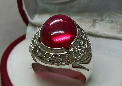 Tiefroter Cabochon Rubin Damen Ring Sterlingsilber 925 Roby Handarbeit Yaqoot Ring
