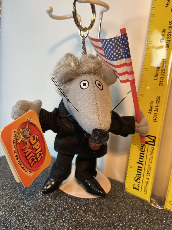 Rare - HTF Kamhi World = Spice Mice “Hairy Kerry” Plush Keychain Plush Mouse 6"