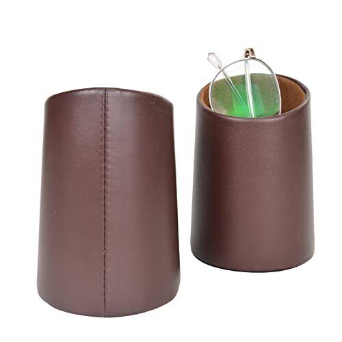 2 Pack Eyeglasses Holder PU Leather Glasses Stand Case Holder for Desks Brown - Picture 2 of 6