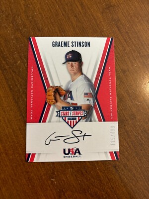 Graeme Stinson 2019 Panini USA Baseball Stars Stripes Auto CNT-GS Duke Rays /499