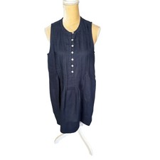 Quince European Linen Sleeveless Swing Dress Size Small Navy