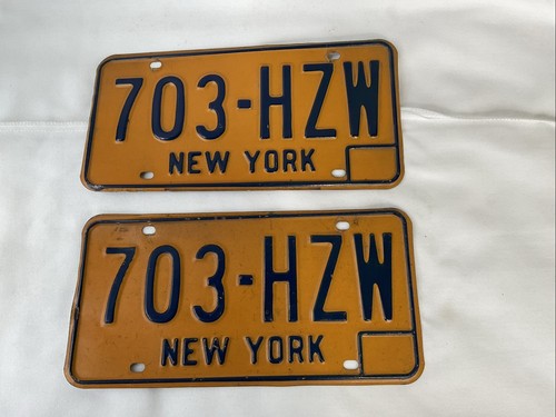 VINTAGE Pair 1970-80’s NEW YORK LICENSE PLATE TAG  #703-HZW