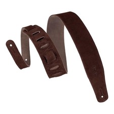 Leathers Simply Suede Series 2.5" Hand-Brushed Natural Dye Guitar Strap; Brow...