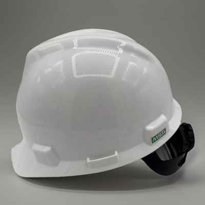 MSA Front Brim Hard Hat V-Gard Fas-Trac Type 1 Class E Ratchet 4-Point -Medium