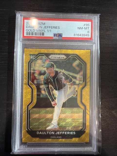 2021 Panini Prizm Daulton Jefferies Gold Vinyl Prizm 1/1 PSA 8 NM-MT A’s