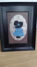 Vintage Handmade Sewn Sunbonnet Sue Design Framed Wall Decor Picture
