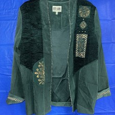 Vintage City Girl Petites Embellished Green  Gold Suit Jacket Women  s 16 207