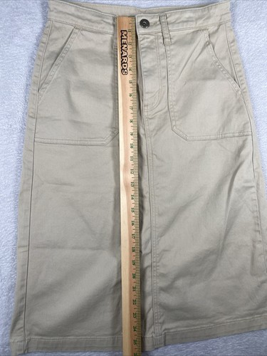 St. John's Bay Modest Midi Skirt Women's 4 Beige Khaki Stretch Pockets - Picture 5 of 8