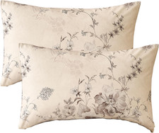 100 Cotton Beige Flannel-Like Pillow Cases Standard Size Set of 2, 20'' 30'',Fr