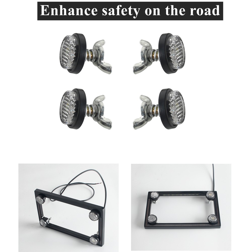 4PCS License Number Plate White Reflectors For Motorcycle Bus Car Truck Trailers