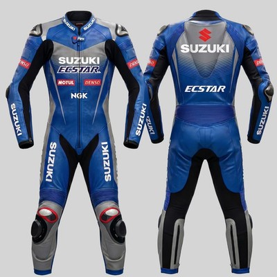 Suzuki Motorcycle Leather suit Racing Biker Rider MotoGp suit CE ARMOR Men Suit