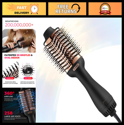 4-in-1 Ionic Hair Dryer Brush & Styler, Oval Titanium Barrel, Frizz-Free Blowout