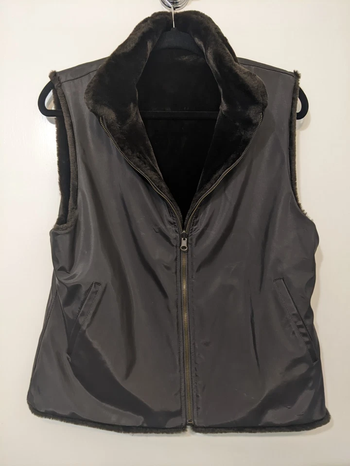 Chaleco Blassport Talla M Marrón Reversible Imitación Piel Cremallera Foto 3 de 4