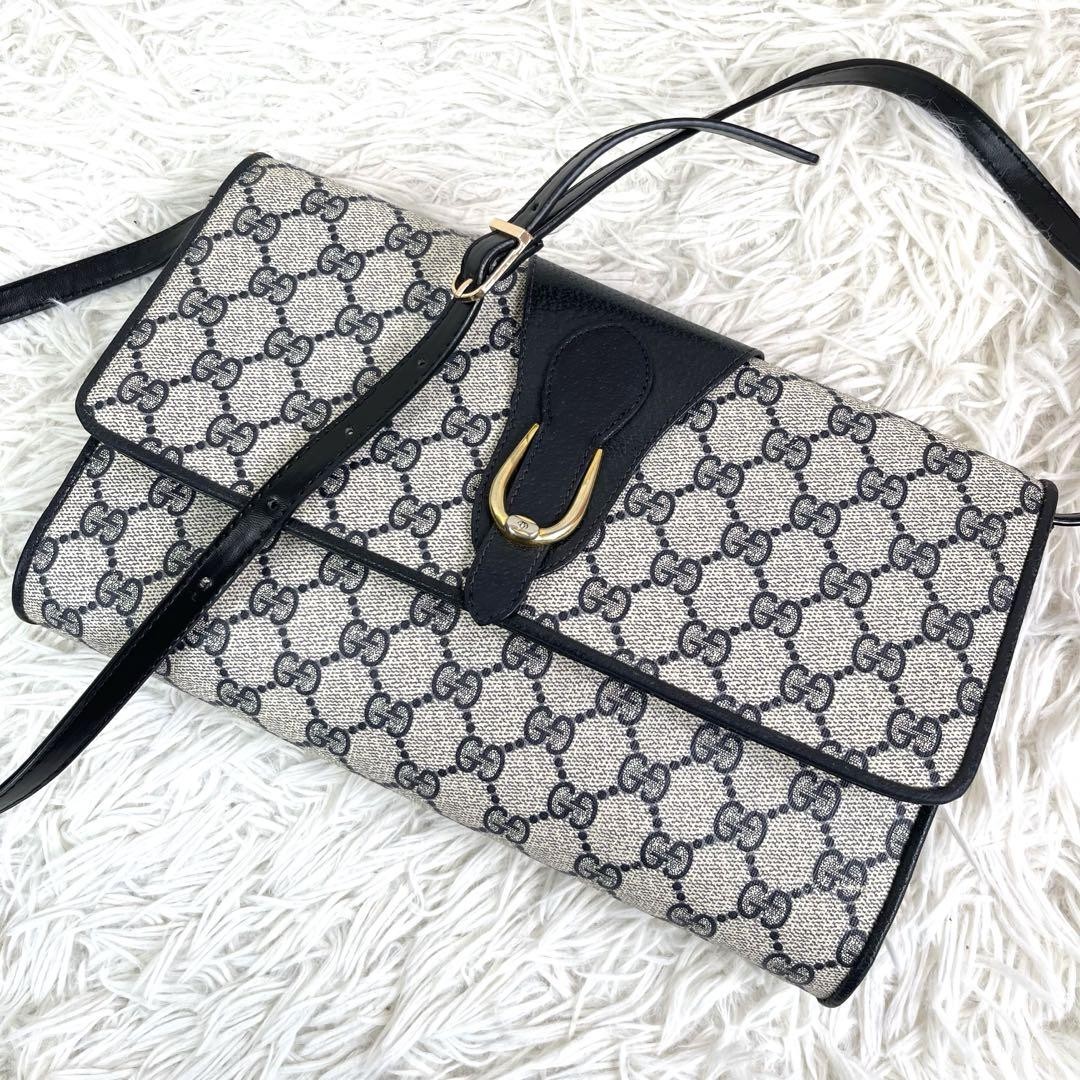 Gucci GG Supreme Brown Leather Two-Way Shoulder Bag Preowned