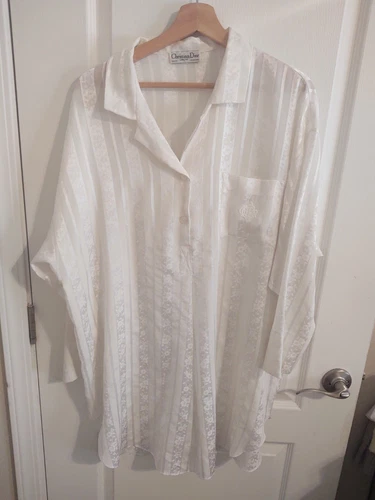 Camicia da notte Christian Dior Lingerie vintage avorio rara grande