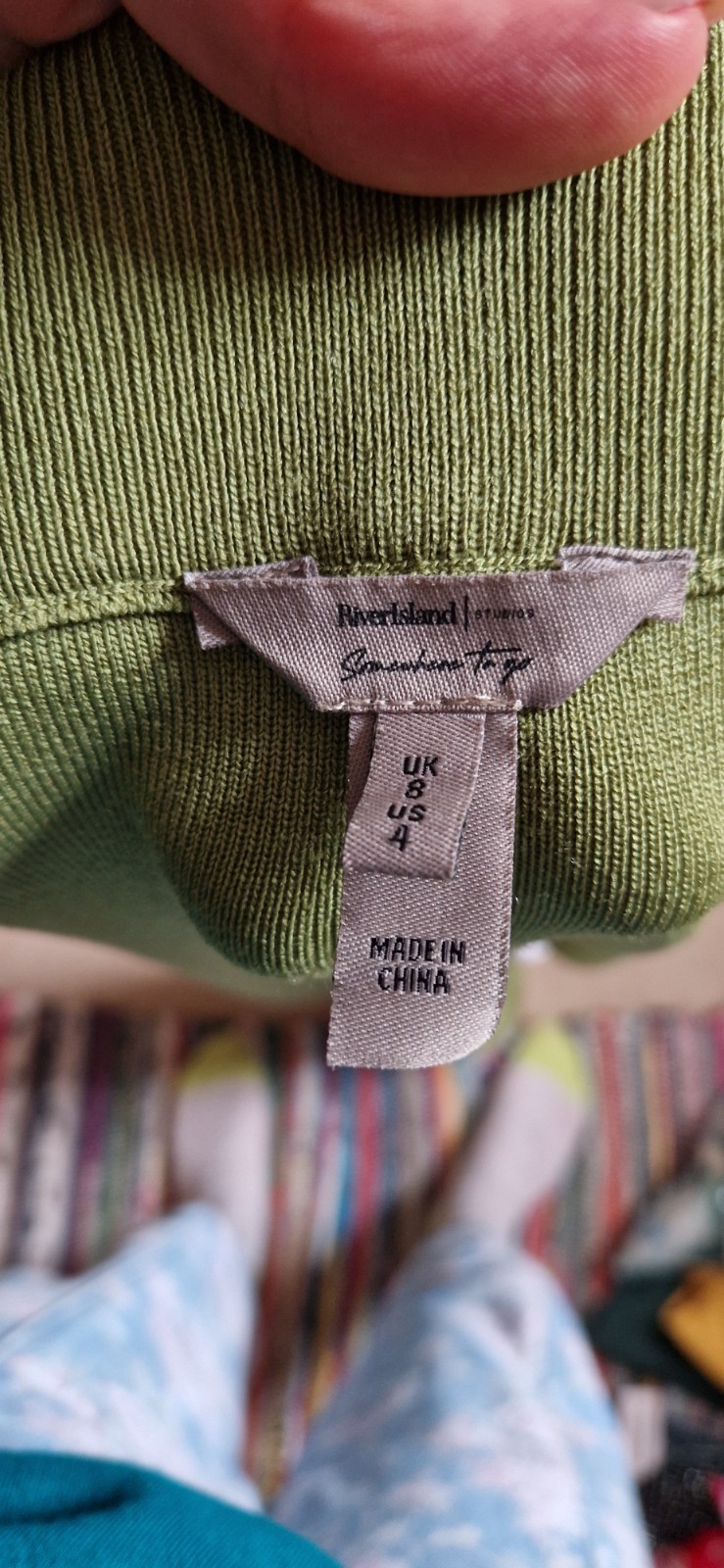 Midi maxi River Island summer green stretch dress size 8 boob tube body con image 6