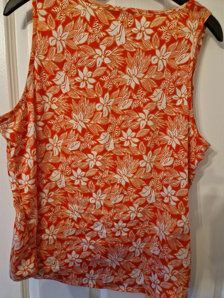 Atmosphere Orange & White Floral Print Summer Top Size 16 - Image 4 of 4