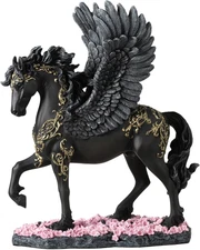 10 5/8 Inch Winged Divine Black Pegasus Greek Mythology Creature Figurine Hand P