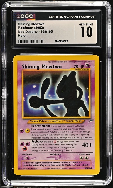 CGC 10 GEM MINT Shining Mewtwo 109/105 Neo Destiny Holo Pokemon Card