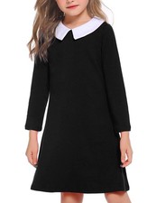 Black Girls Wednesday Addams Costume Dress 12-13Y Long Sleeve Halloween