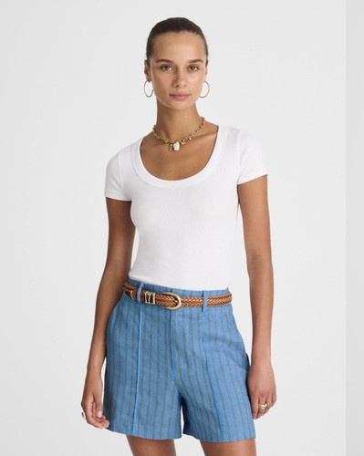 NWT Madewell Pintucked Shorts in 100% Linen Size 4 
