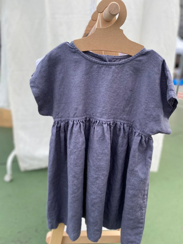 Linen Girl Dress , Linen dress for girls , kids clothing , flower linen girl - Picture 4 of 17
