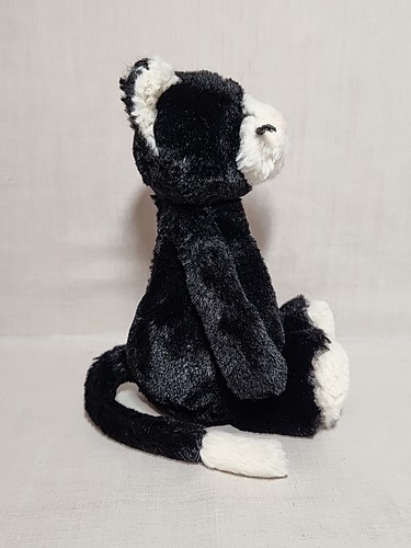 Jellycat Bashful Black White Cat plush Long Tail Kitten Stuffed Animal Small - Imagen 2 de 11
