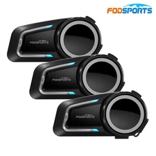 3x FX7 Motorcycle Bluetooth Headset Helmet Intercom 2km 10 Riders Communication