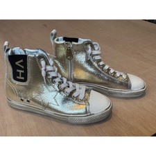 Vintage Havana Gold Metallic High Top Sneakers Star Glam Streetwear Womens 8