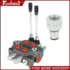 25GPM Hydraulic Directional Control Valve 2 Spool Tractor BSPP + Conversion Plug