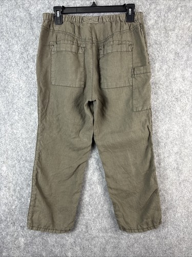Free People 100% Leinen Cargo Hose Damen XS Grün Boho Hippie Utility Baggy - Bild 7 von 14