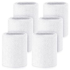 6 Pcs 4 Inch Wrist Sweatbands Tennis  Gymnastics Wristbands for Grips  White