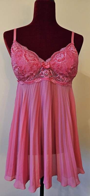 Cinema Etoile M Babydoll Hot Pink Lace Nightgown Seductivewear
