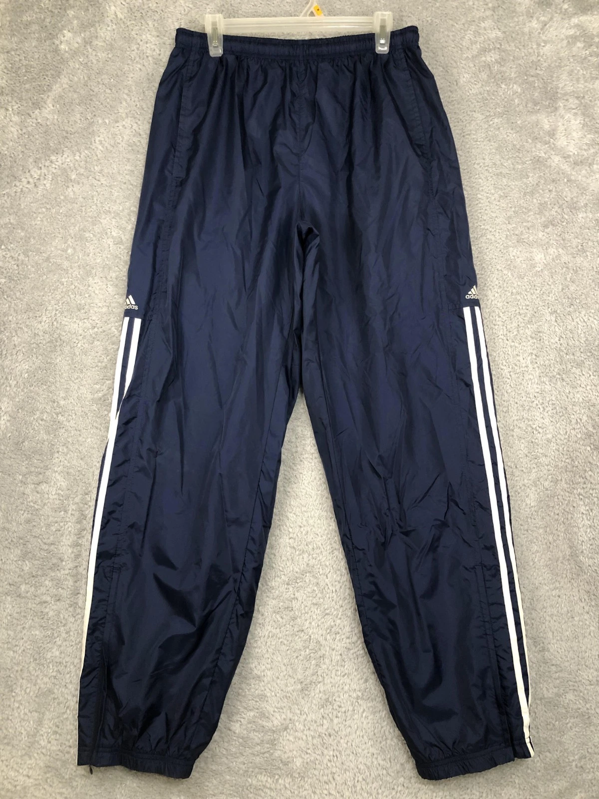 Adidas Track pants Men’s Size L (31x33) 100% Nylon Blue Drawstring