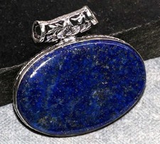 Huge Lapis Lazuli 925 Silver Plated Pendant 1.5