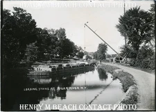 1900s Photo Sugar River NY Loading Stone for Dam Henry M Beach 5x7 Contact Print