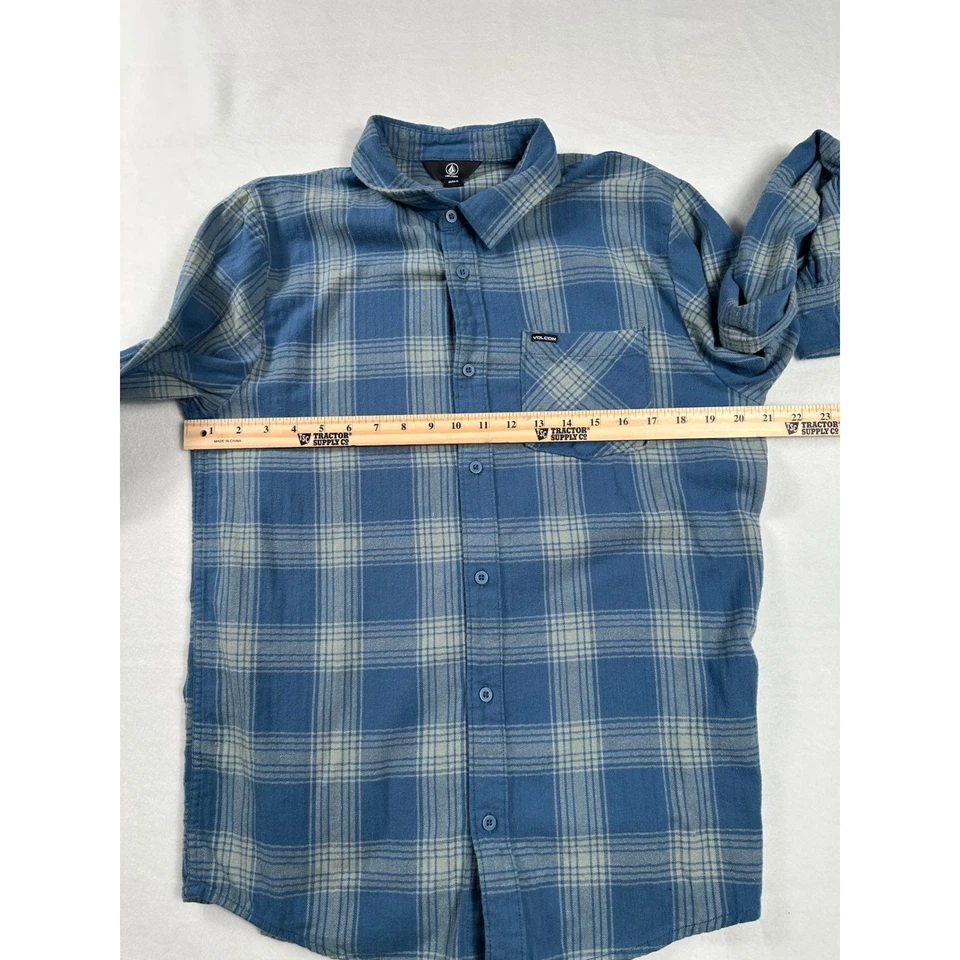 Volcom Mens Flannel Shirt Blue Plaid Long Sleeve Casual Button Down Size M - Image 4 of 4