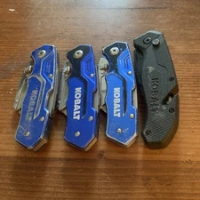 Lot Of 4 KOBALT Folding Utility Knives Lockback Quick Change Button Lock
