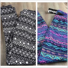 Women's Just Cozy Multicolored Fleece Lined Leggings NWT Two Pairs New OSFM