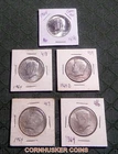 LOT OF 5 BU & AU 1964 & 1964 D  KENNEDY 90% SILVER HALF DOLLARS FREE SHIPPING 👀