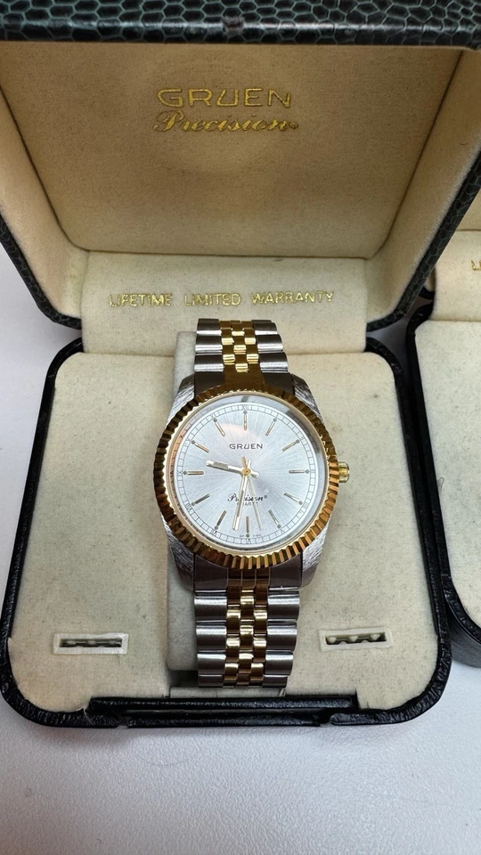 Reloj Gruen Precision Dos Tonos His & Her’s Presidential’s Con Cajas Batería Nueva Foto 2 de 4