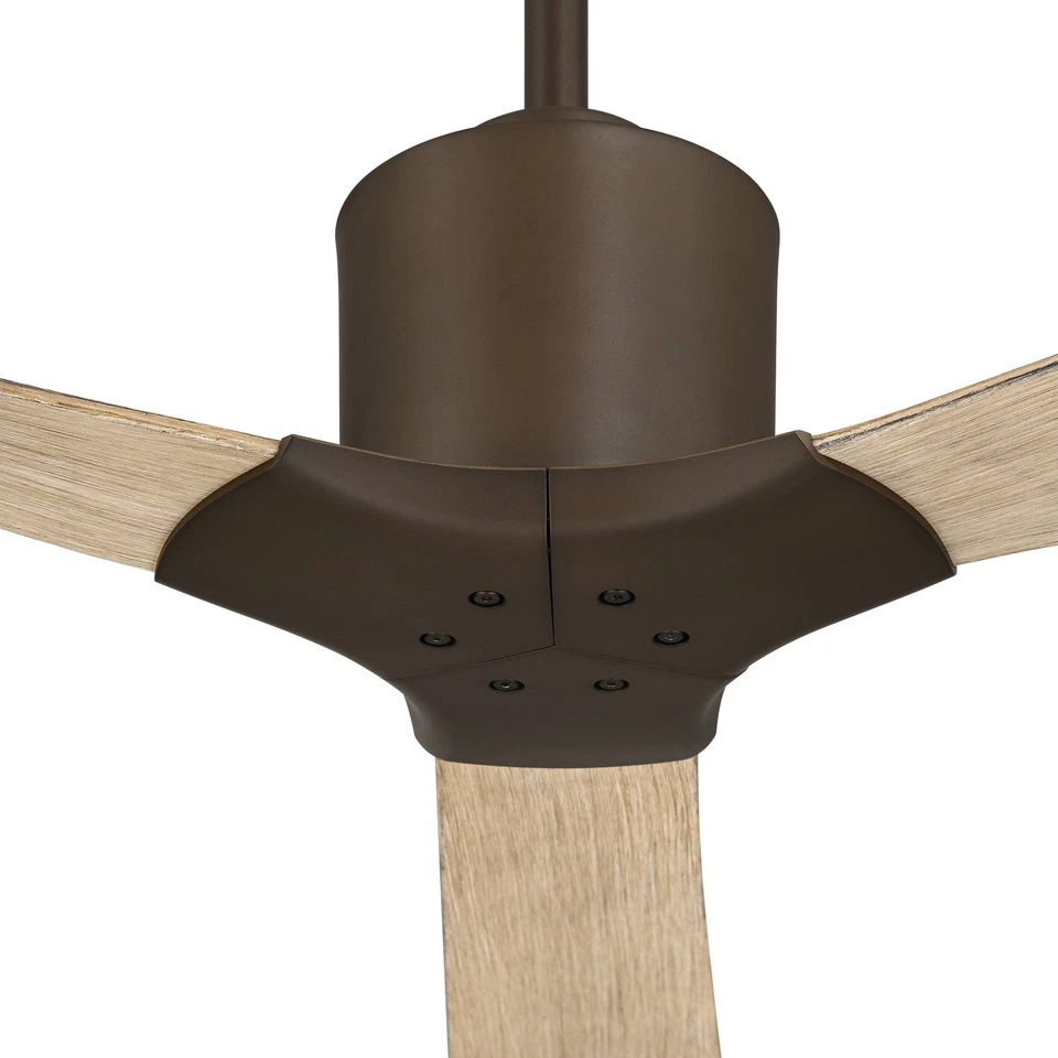 60" Casa Vieja Lume Bronze and White Oak Damp Ceiling Fan with Remote - Image 3 of 4