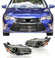 Halogen Black Headlights Headlamp For 2015 2016 2017 Toyota Camry LE SE XLE X...