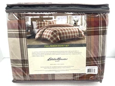 EDDIE BAUER HOME DUVET SET FULL QUEEN PILLOW SHAMS + DUVET COVER FALL PLAID