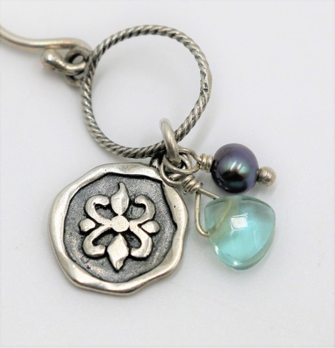 Silpada 925 Sterling Silver Earrings W2370 Charmed, I'm sure pearl floral dangle - Picture 5 of 8