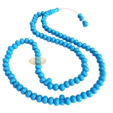 Rosario islámico musulmán Tasbih azul turquesa 7x8-mm plástico duro 99 unidades