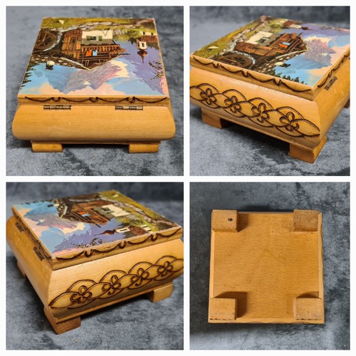 Vintage Carved Wooden Souvenirs: Holland plaque, St Anton box, Krakow box - Picture 6 of 10