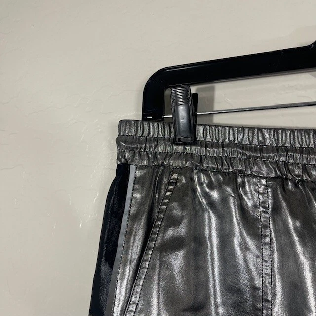 Pantalones Rag and Bone para mujer medianos plateados metálicos a rayas laterales rectos anchos Foto 2 de 4