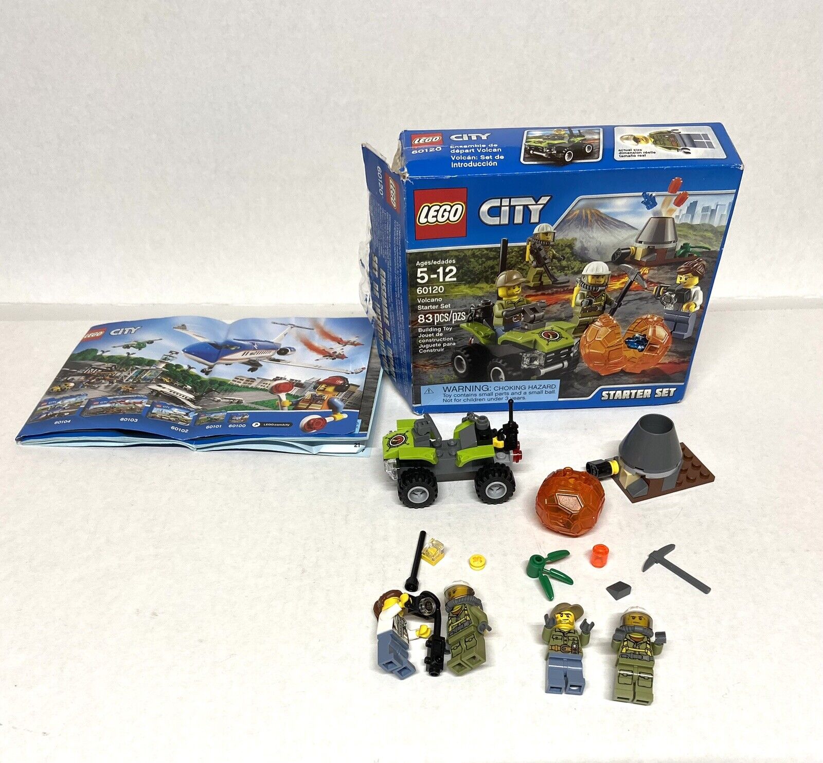 Complete Lego City 60120 Volcano Starter Set 4 Figures ATV Instructions  w/box